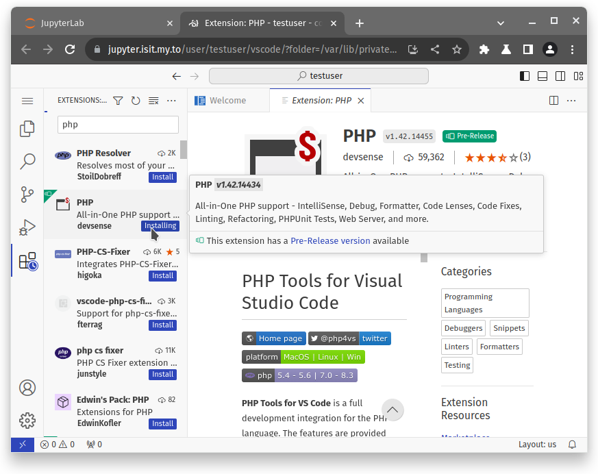 Установка расширений для поддержки PHP